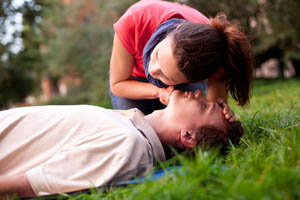 Checking for breathing