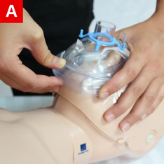 Place the mask over the child’s mouth and nos