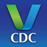CDC logo featuring a stylized green and blue 