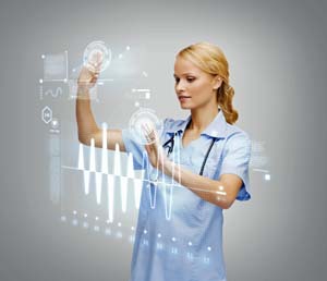 doctor working with virtual user interface