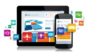 smartphone and table with application icons