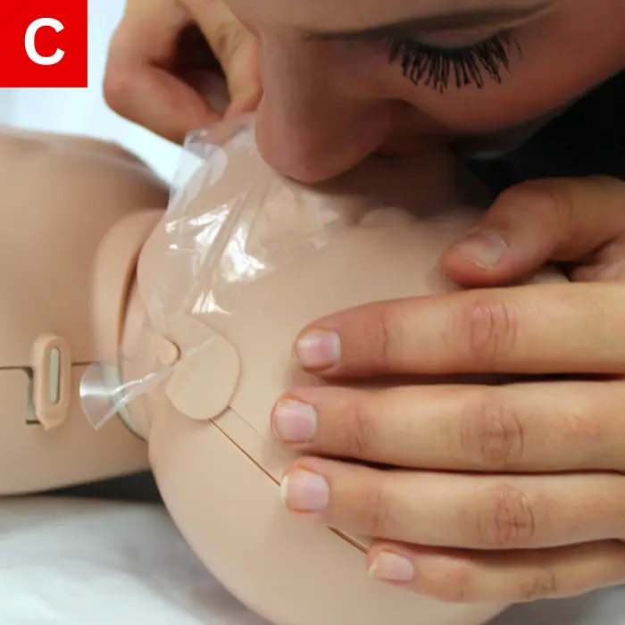 CPR-Figure-26-C Watch the chest rise as you blow for one second