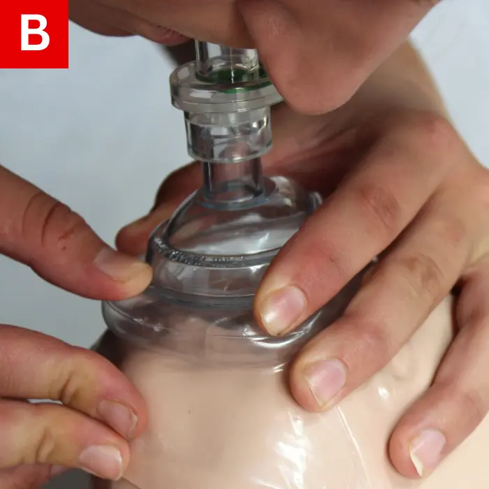 CPR-Figure-27-B Secure seal between the mask and the infant’s face