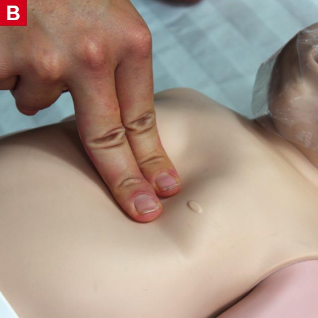 BLS Infant CPR - Fingers placement