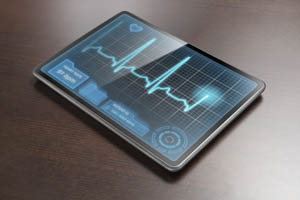 cardiogram chart on tablet